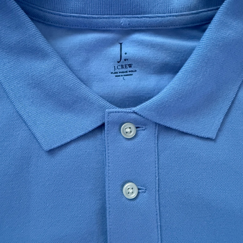 J. Crew Flex Pique Polo Men's Large Blue Short Sleeve Stretch Cotton